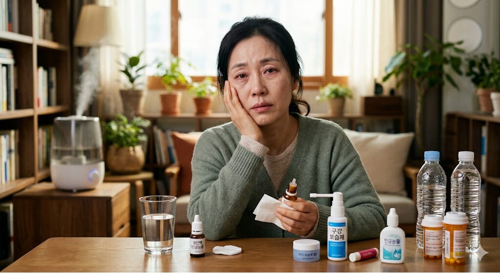 쇼그렌증후군을 앓고있는 중년 여성의 사진