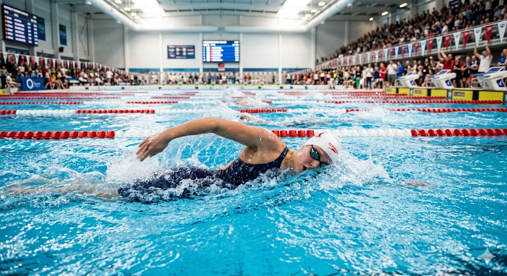 자유형으로 수영하는 사진